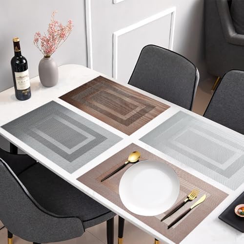 PIGCHCY Placemats Set of 12 Washable Durable Place Mats Vinyl Heat Resistant Non-Slip Table Mats Indoor Outdoor (18 x 12 inches, Champagne) - Image 7