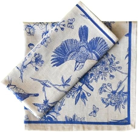FINGERCRAFT Cloth Napkins Set of 12 Cotton Linen, 20x20 Inch, Toile - Image 2
