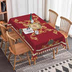 Retro Chinese Style Print Tablecloth 60x84 Inch Red and Gold Chinese Pattern Bordered Fabric Table Cloth Polyester Waterproof Reusable Rectangle Table Cover for Cottage Kitchen Dining Decor - Image 5