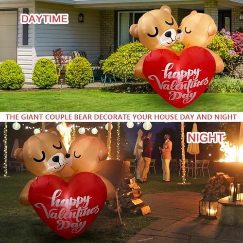 Valentines Inflatables Outdoor 4FT Valentines Day Inflatable Couple Bear with Love Heart Lighted Valentines Day Decoration for Outdoor Yard Garden - Image 6