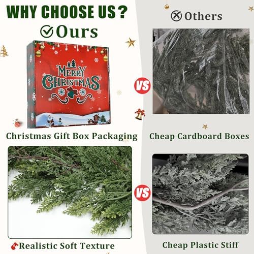 9ft Christmas Garland Realistic Soft and Thickness Green Faux Cedar Pine Garland Artificial Cedar Cypress Garland for Home Fireplace Wall Indoor Outdoor Holiday Party Home Decoration - Image 4