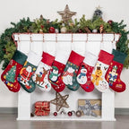 BHD BEAUTY Christmas Stocking 4 Pack White Green Red Velvet Embroidery Pattern Soft Faux Fur for Family Decorations Hanging Ornament for Xmas Holiday Party - Image 5