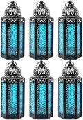 Vela Lanterns Decorative Indoor Moroccan Candle Holder, Blue, M, 6-Pack by VelaCandleLanterns