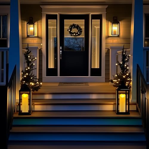 Homemory 4"x12" Outdoor Waterproof Flameless Candles with Timers and Remote Control, Battery Operated Candles, LED Plastic Candles, Dark Ivory, Set of 2 - Image 4