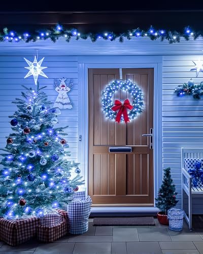 Blue White Christmas Lights Outdoor,Total 710FT 1800 LED,Extra Long String Lights Waterproof, Timer & Memory, 8 Modes Dimmable Plug in Fairy for Outside Tree Wedding Patry - Image 2