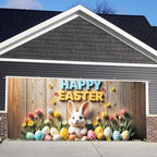16x7 ft Happy Easter Banner for Two Car Garage - Fits Double Garage Door, Classic Bunny & Eggs with “Happy Easter” Sign Large Backdrop, Spring Festival Yard Decor - Image 6