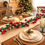 12ft Red Green Christmas Ball Garland Ornaments, Xmas Bauble Tree Garland - Image 6
