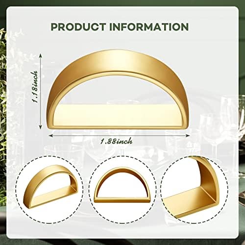 Chengu 40 Pcs Gold Napkin Rings Stainless Steel, Matte Gold Semicircle - Image 2