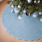 RoundFunny Dusty Blue Christmas Tree Skirt Velvet Tree Skirts, 60 Inch - Image 2