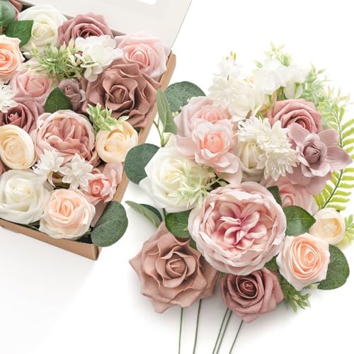 Ling's moment Artificial Pink Flowers Combo, Dusty Rose & Blush, Grand by LingsMoment