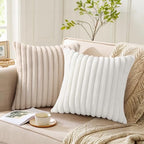 Pallene Faux Fur Decorative Throw Pillow Covers 24x24 Set of 2, White - Image 3