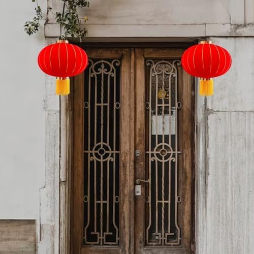 Chinese New Year Lantern, Traditional Spring Festival Hanging Ornament, Flocking Cloth Lantern with Tassels for Lunar New Year - Image 5