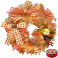 24 Inch Fall Wreaths for Front Door, Pumpkin Autumn Wreath by Presentastic