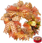 24 Inch Fall Wreaths for Front Door, Pumpkin Autumn Wreath by Presentastic