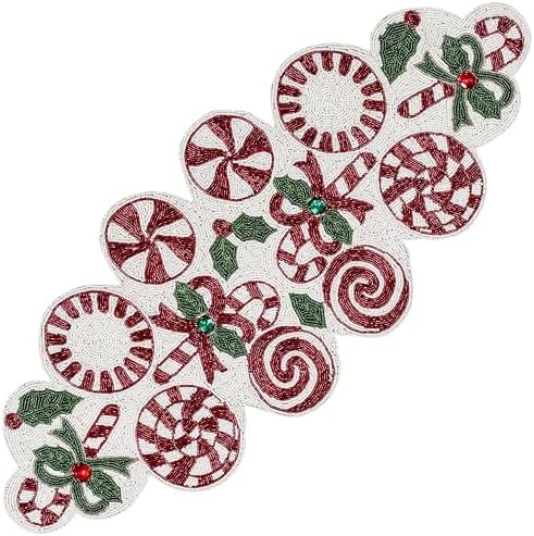 Alpha Living Home Beaded Christmas Table Runner 13x36 - Image 2
