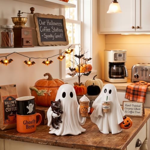 Simgoing Halloween Coffee Bar Decor Resin Ghost Figurines - Image 5
