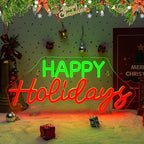 Horseneon Red Happy Holidays Neon Sign Merry Christmas Neon Sign for Party by Horseneon