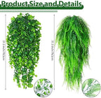 Daifunli 24 Pcs Artificial Hanging Plants Fake Hanging Ferns Plastic Fake Plant for Wall Room Garden Garland Indoor Outdoor Decor No Basket (Boston,Eucalyptus) - Image 6
