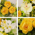 24 Inch Spring Yellow Floral Wreath for Front Door, Artificial Camellia & Orchid Wreath with Eucalyptus Greenery, Farmhouse Door Decor for Spring Summer Wedding Wall Window - Image 6