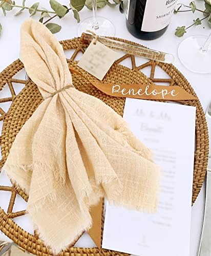 Pesonlook 60 Pcs Beige Cotton Linen Napkins with Fringe, 16x16 Inches - Image 7