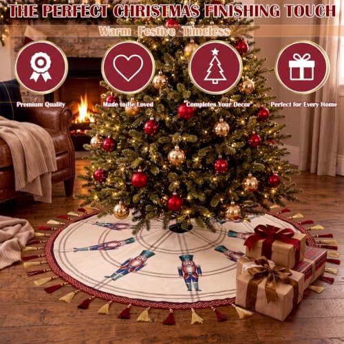 Blueweenly 48 Inch Christmas Tree Skirt Nutcracker Tree Skirt - Image 4