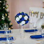 BLOSMON Royal Blue Artificial Flowers: 6 Pcs Fake Roses Flower Ball Centerpieces for Wedding Dinning Table - Faux Silk Kissing Bouquet Floral Arrangement for Home Party Event Decor - Image 3
