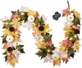 6FT Lighted Handcrafted Fall Garland, 30 LED Lights & 8-Mode Auto Timer by MISF