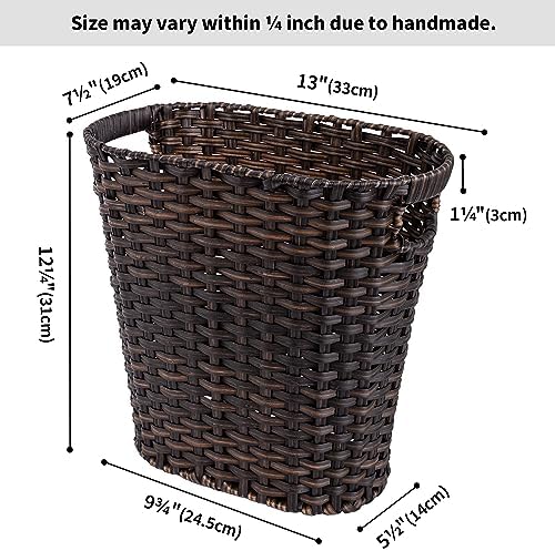 GRANNY SAYS Office Trash Can, Wicker Waste Basket for Bathroom, Dark Brown - Image 4