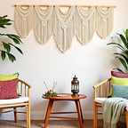 Extral Large macrame wall hanging, 71'' W x 32'' L boho wall art tapestry wall decor for urban entryway,living room,bedroom decor, headboard woven wall art, big fiber art over couch art for Yarn hallway - Image 5