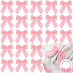 Maxdot 24 Pcs Bow Napkin Rings Set, Velvet Napkin Holders Buckles 4 x 4.9 Inch Serviette Rings for Family Dinner, Wedding, Party, Banquet, Table Decorations (Bright Pink) - Image 6