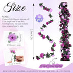 Suncalla 30 Pcs 246ft Flower Garland Artificial Vine with Green Leaves Hanging Fake Flower Vines Ivy Garlands Wall Garden Decor for Room Wedding Birthday Arch Decor (Purple) - Image 2