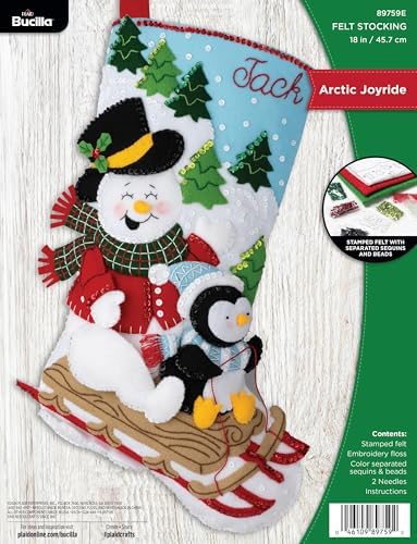 Bucilla Felt Applique 18" Stocking Making Kit, Arctic Joyride, Perfect for DIY Arts and Crafts by Bucilla