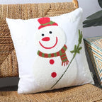 Set of 2 Christmas Throw Pillow Covers Embroidery Farmhouse Decorations Holiday Decor Throw Cushion Case for Winter Home Couch (Snowman) - Image 6