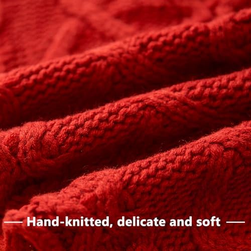 48 Inch Red Knitted Christmas Tree Skirt - Image 4