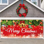 WovWeave 7 x 16 Ft Christmas Garage Door Cover, Bells and Stockings by WovWeave