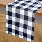 Solino Home 100% Pure Linen Table Runner, 14 x 72 in, Navy and White Check - Image 2