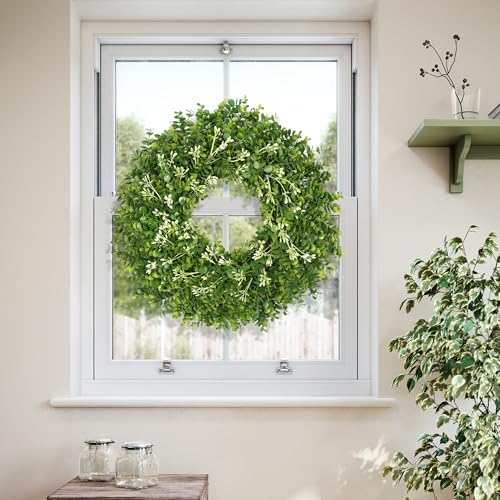 26 Inch Large Greenery Eucalyptus Boxwood Wreaths Artificial Easter Summer Spring Wreaths for Front Door Outdoor All Season Spring Decorations for Home Porch Room Window Wall Farmhouse (Berries) - Image 6