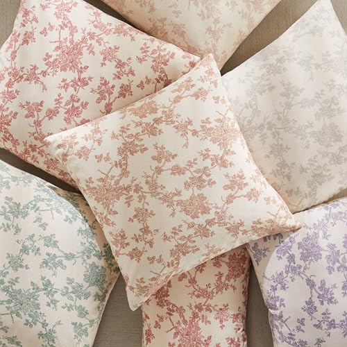 2 Pack French Floral Throw Pillow Covers 24x24in, Taupe/Cream - Image 5