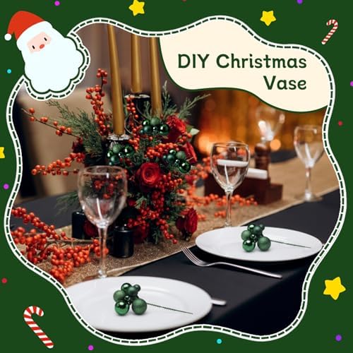 Daifunli 8 Pcs Dark Green Christmas Tree Picks 7.87 Inch Christmas Balls Ornaments Xmas Hanging Decorations for Xmas Tree Topper DIY Wreath Holiday Floral Vase Fillers Crafts Home Decor - Image 4