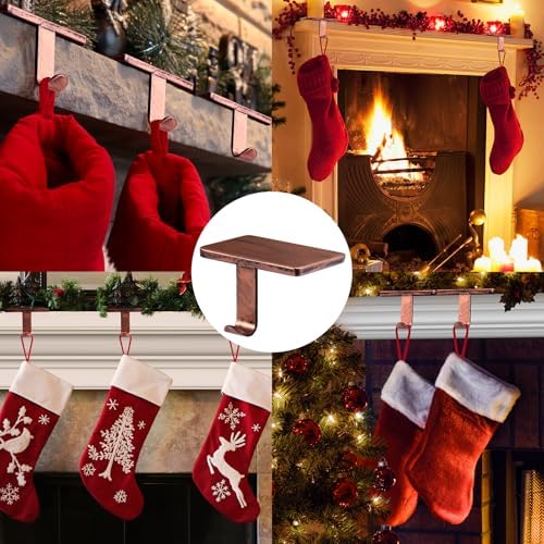 Christmas Stocking Holders for Mantle Set of 4, Stocking Hangers for Mantel Weighted, Heavy Duty, Flat, for Garland, Fireplace, Wall (Bronze) - Image 7