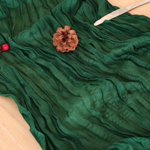 6 Pack Emerald Green Cheesecloth Table Runner 120 Inch Boho Wedding Decor - Image 6