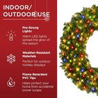 Best Choice Products 30in Large Artificial Pre-Lit Fir Christmas Wreath Holiday Accent Decoration w/ 100 Multicolor Lights, 220 PVC Tips - Image 5
