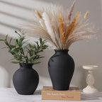 Ceramic Flower Vase Home Decor, 7.4 in Farmhouse Table Vases Retro Vintage Living Room Kitchen Bedroom Decoration Pottery Decorative Vases for Flowers House Shelf Office Desk Dining Entryway, Black - Image 5
