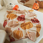 Pumpkin Throw Blanket for Couch 50x60 Fall Halloween Blankets, Soft Cozy Reversible Textured Fleece Fluffy Blanket for Bed Sofa Autumn Home Decor - Image 2