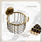 Vintage Toilet Paper Holder Wall Mounted Bathroom Roll Tissue Wire Basket, Antique Brass - Image 3