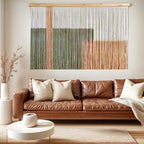 Sdjazl Woven Boho Macrame Wall Hanging Home Decor Tapestry Dip-Dyed Large Modern Handmade Colorful Mountain Landspace for Living room (khaki) - Image 3
