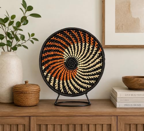 Handwoven African Basket Bowl for Fruits Wall Decor 10in diameter - Image 6