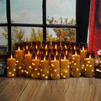 Nimiko Flickering Flameless LED Candles,Battery Operated Candles 24 Pcs with Embedded Star String,Acrylic LED Pillar Candles with Remote,Suitable for Home Decoration to Create an Atmosphere (Grey) - Image 6