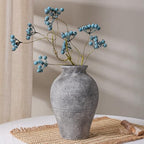 Ceramic Flower Vase Home Decor, 9 in Farmhouse Table Vases Rustic Vintage Living Room Kitchen Bedroom Pottery Decorative Vases for Flowers House Book Shelf Office Coffee Desk Dining Entryway, Grey - Image 4