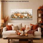 WAXWHELK Pumpkin Fall Canvas Wall Art, Autumn Thanksgiving Rustic Farmhouse Painting Pictures, Floral Pumpkin Artwork for Living Room Bedroom Home Decor (30"x60") - Image 2
